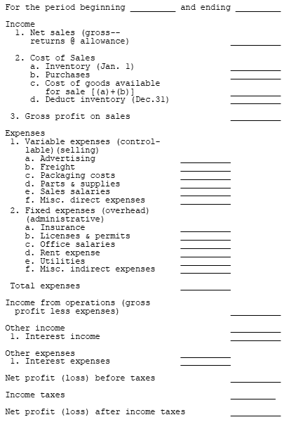 Profit and Loss Statement 2