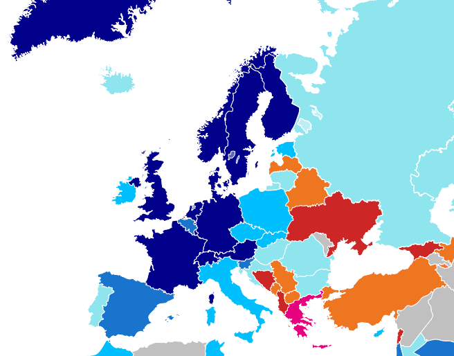 S&P's ratings of European countries (June 2011)